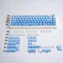 Mist Blue 104+25 Gradient Blue Full PBT Dip-dye Keycaps Set Side Legends Doubleshot Backlit OEM Profile for Cherry MX Mechanical Keyboard